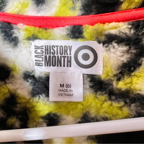 Black History Month Fleece Faux Fur Zip up Jacket Green Black Sz Medium 8 - Picture 4 of 6